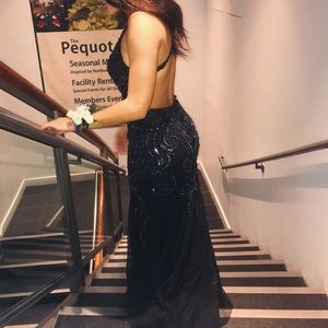 GORGEOUS BLACK BEADED PROM DRESS